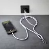 Intenso USB-C Smycz Ładująca Kabel Naszyjnik na Telefon 60W Szybkie Ładowanie Regulowana Długość 1,65m Nylon Fioletowy