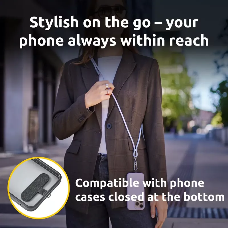 Intenso USB-C Smycz Ładująca Kabel Naszyjnik na Telefon 60W Szybkie Ładowanie Regulowana Długość 1,65m Nylon Fioletowy