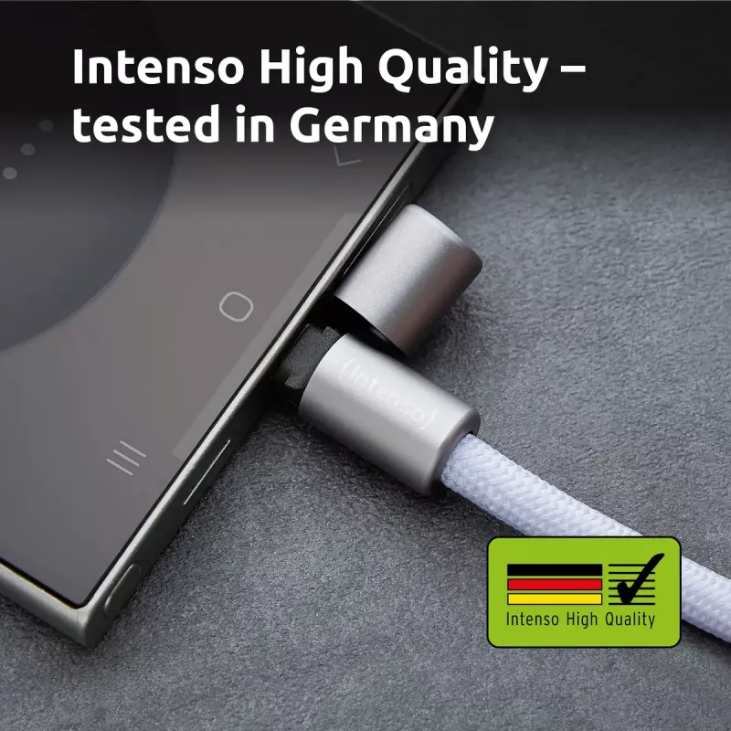 Intenso USB-C Smycz Ładująca Kabel Naszyjnik na Telefon 60W Szybkie Ładowanie Regulowana Długość 1,65m Nylon Fioletowy