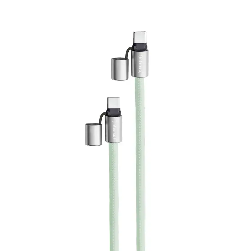 Intenso Smycz Ładująca USB-C na Szyję Kabel 60W Szybkie Ładowanie Regulowana Długość 1,65m Nylon Zielony
