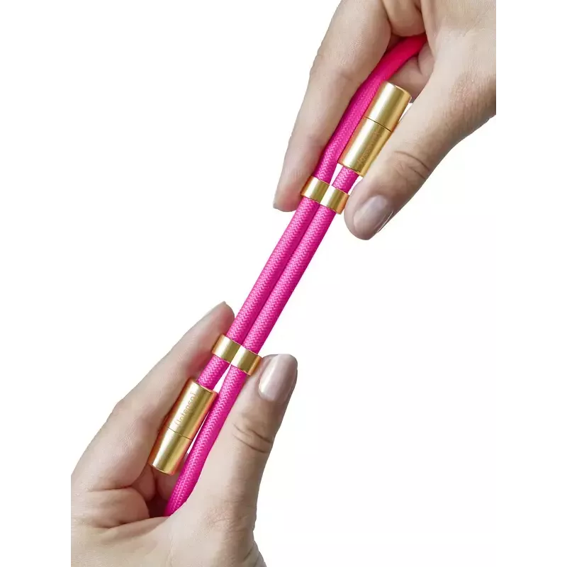 Intenso USB-C Charging Lanyard Smycz na telefon z kablem do ładowania 60W szybkie ładowanie regulowana długość 1,65m nylon neonowy różowy