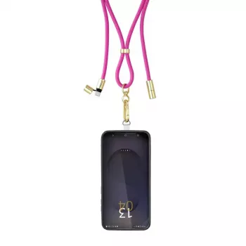 Intenso USB-C Charging Lanyard Smycz na telefon z kablem do ładowania 60W szybkie ładowanie regulowana długość 1,65m nylon neonowy różowy