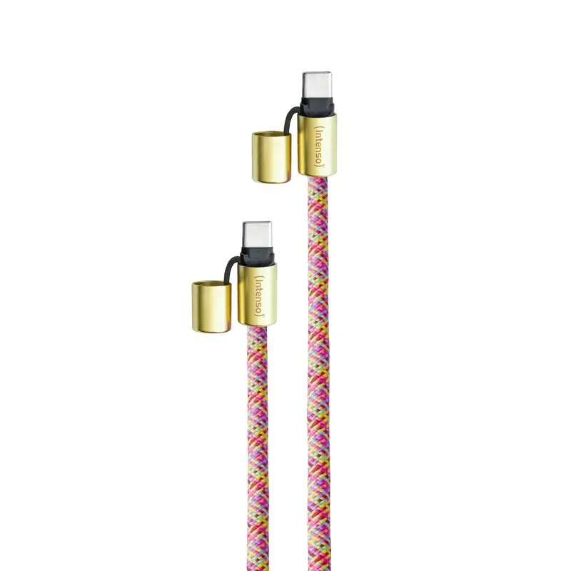Intenso Smycz-ładowarka USB-C na szyję do telefonu Kabel 60W Szybkie ładowanie Regulowana długość 1,65m Nylon Wielokolorowy