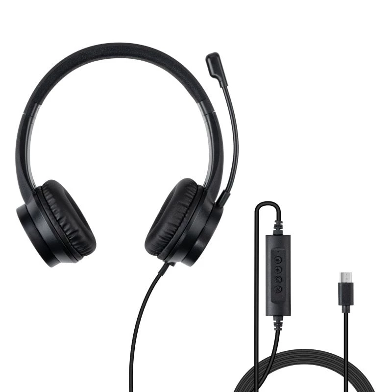 Zestaw słuchawkowy Lindy USB-C Office Headset Wired 20-20000 Hz 1,95 m czarny