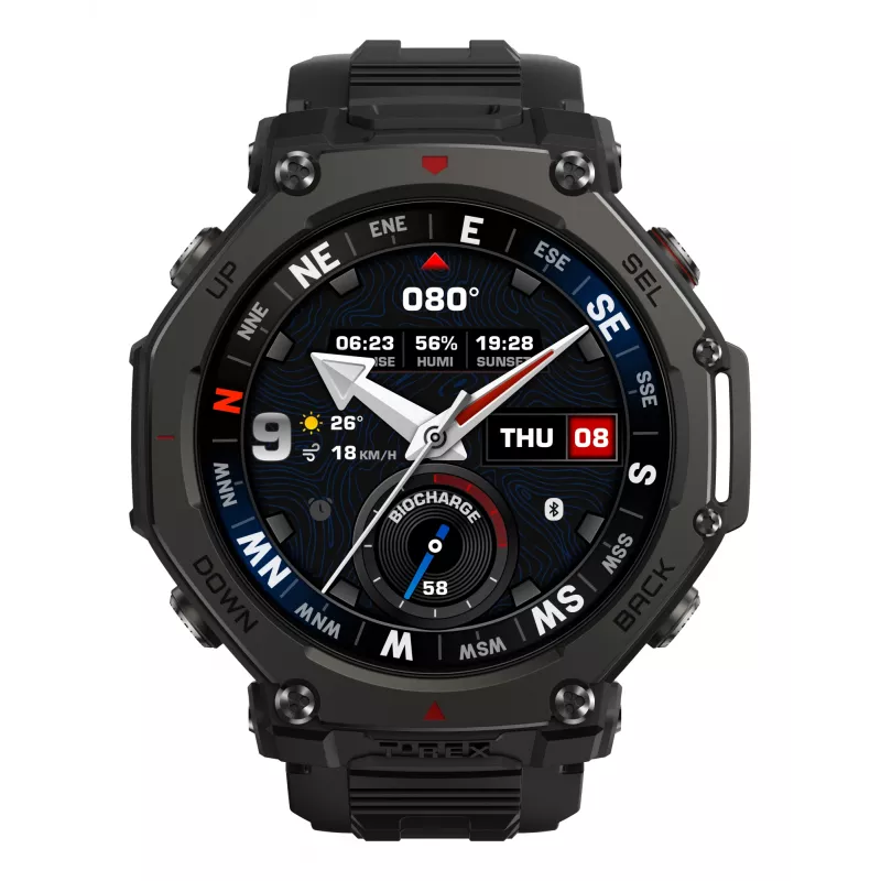 Amazfit T-Rex 3 Pro 3,81 cm (1,5 cala) AMOLED 48 mm Cyfrowy 480 x 480 pikseli Dotykowy ekran Czarny Wi-Fi GPS (satelitarny)