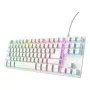 Mechaniczna klawiatura gamingowa bez bloku numerycznego TRUST GXT 833W Thado TKL — USB, QWERTY US, RGB, biała, 87 klawiszy