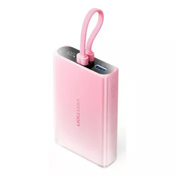 Powerbank Vention 10000mAh (USB-C, Lightning, USB-A) 22.5W Wyświetlacz LED Różowy