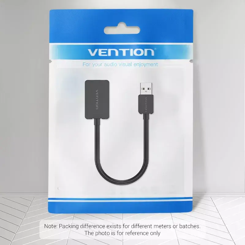 Vention 2-portowa zewnętrzna karta dźwiękowa USB 0,15 m czarna 2.1 kanałów 16 bitów