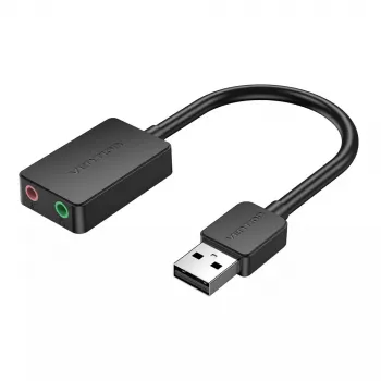 Vention 2-portowa zewnętrzna karta dźwiękowa USB 0,15 m czarna 2.1 kanałów 16 bitów