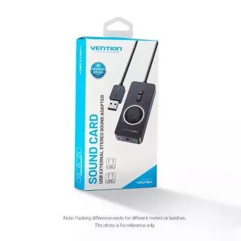 Vention USB 2.0 Zewnętrzny adapter dźwięku stereo z regulacją głośności 0,15 m czarny ABS