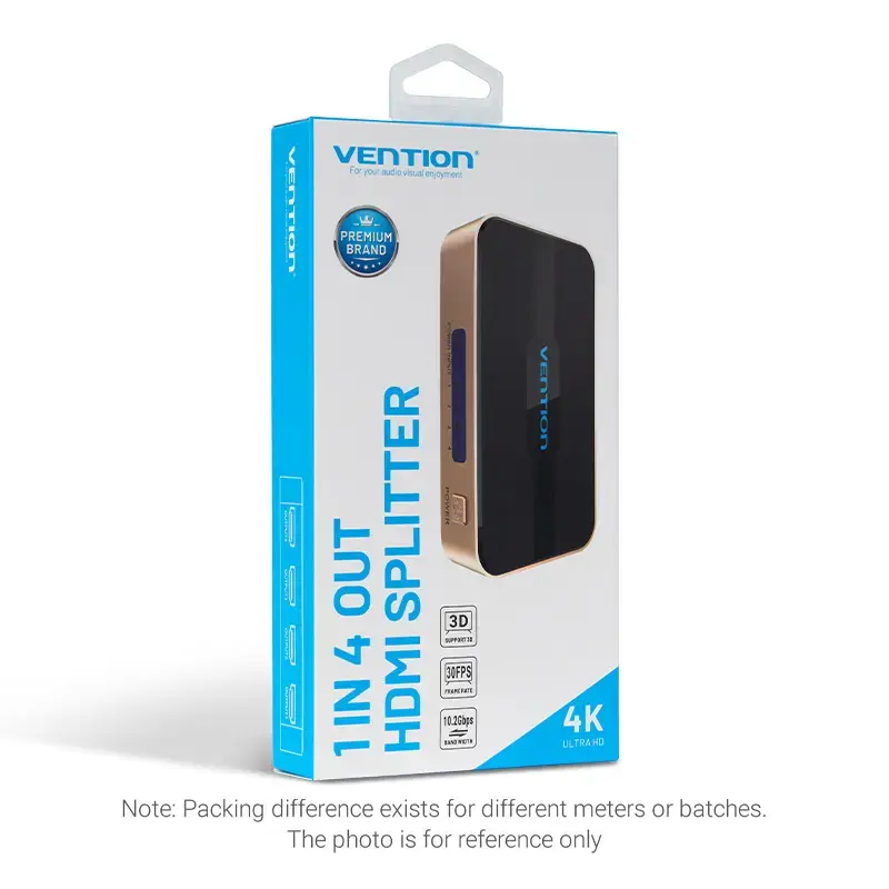 HDMI Splitter Vention 1 In 4 Out 4K@30Hz Gold Aluminum Alloy