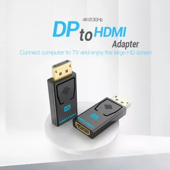 Adapter Vention DisplayPort męski na HDMI żeński czarny DP HDMI pozłacany
