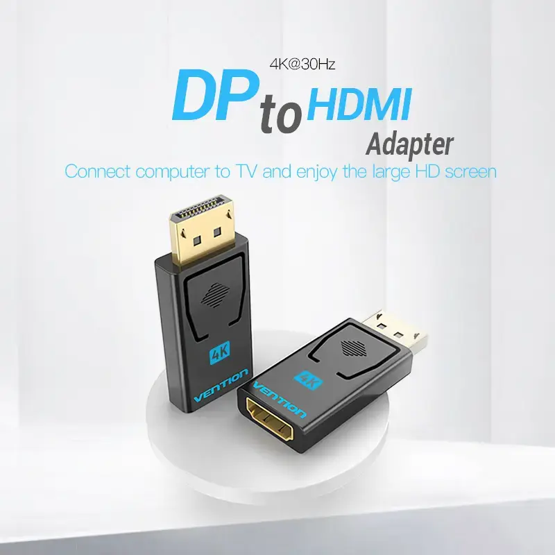 Adapter Vention DisplayPort męski na HDMI żeński czarny DP HDMI pozłacany