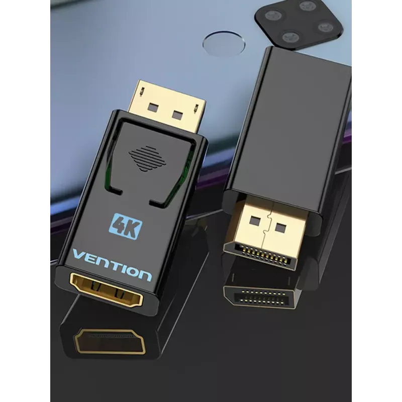 Adapter Vention DisplayPort męski na HDMI żeński czarny DP HDMI pozłacany
