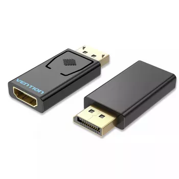 Adapter DisplayPort na HDMI Vention HBKB0 — wtyk DP na gniazdo HDMI, czarny, styki pozłacane