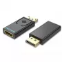 Adapter DisplayPort na HDMI Vention HBKB0 — wtyk DP na gniazdo HDMI, czarny, styki pozłacane