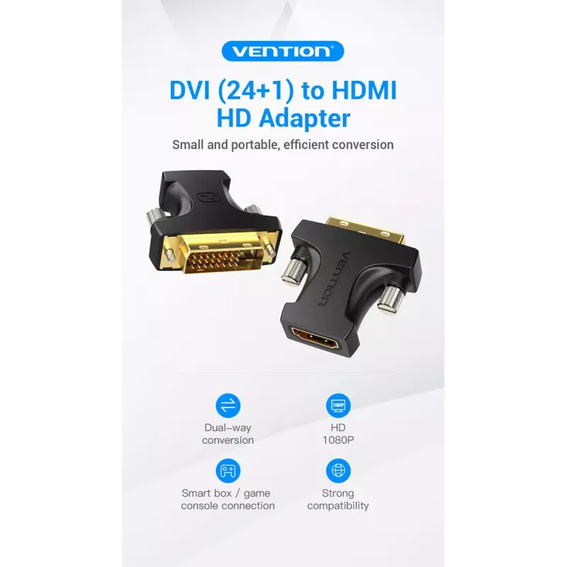 Adapter Vention HDMI żeński na DVI męski czarny 1920x1080 60Hz