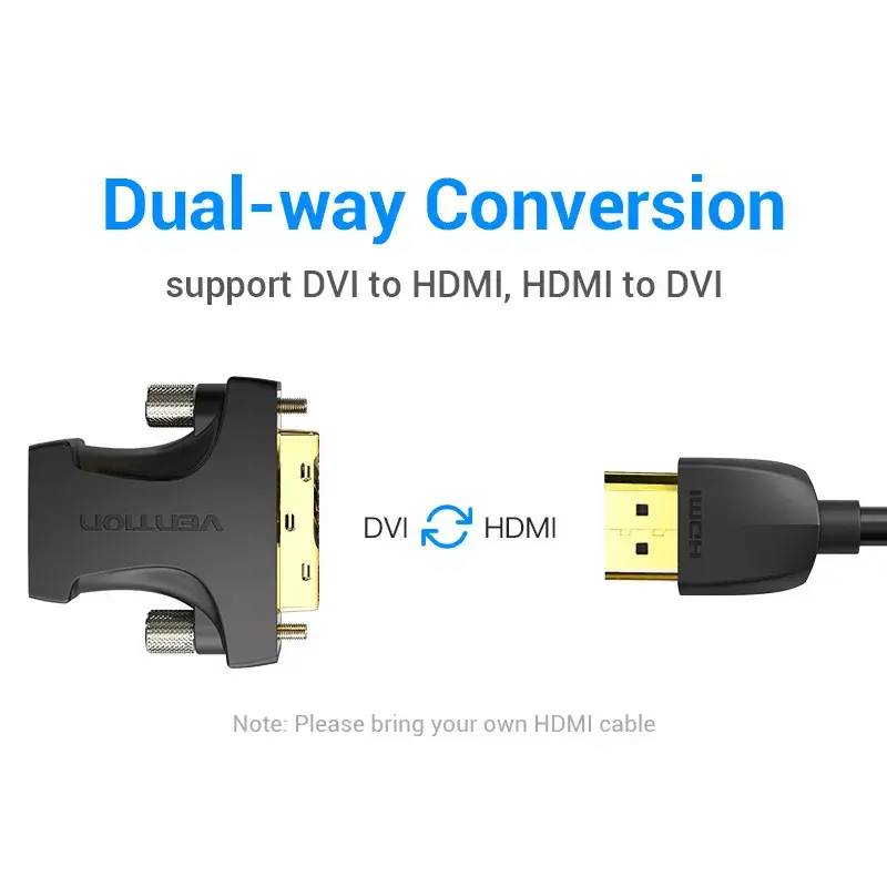 Adapter Vention HDMI żeński na DVI męski czarny 1920x1080 60Hz