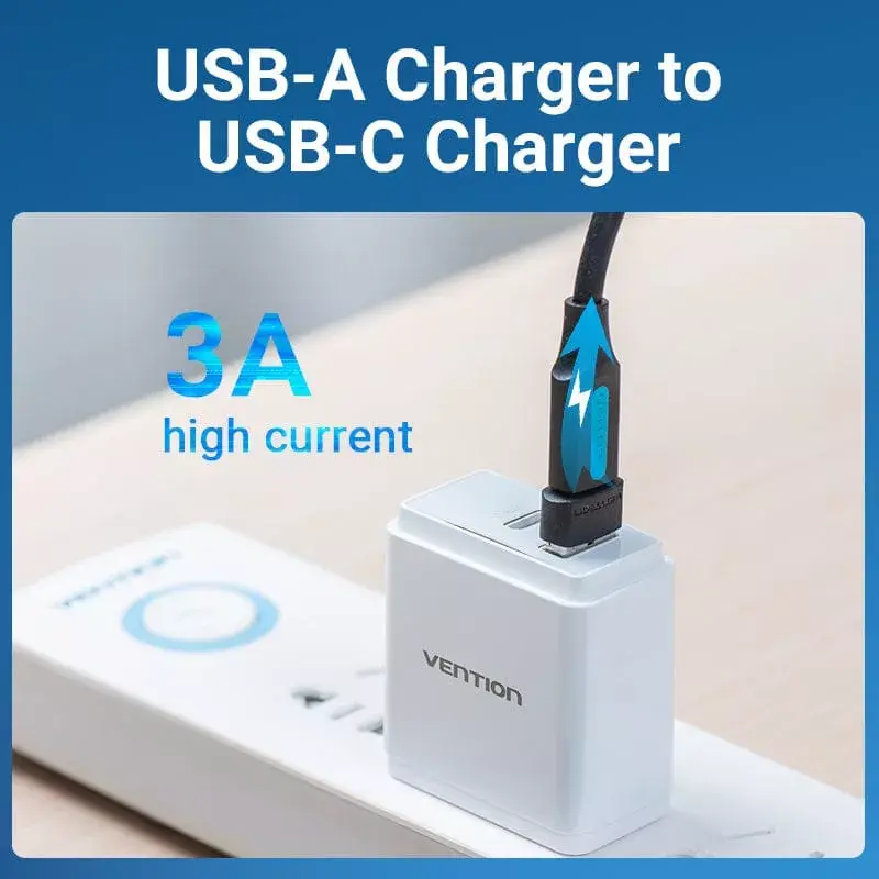 Adapter USB Vention CDWB0 USB 2.0 męski na USB-C żeński czarny PVC