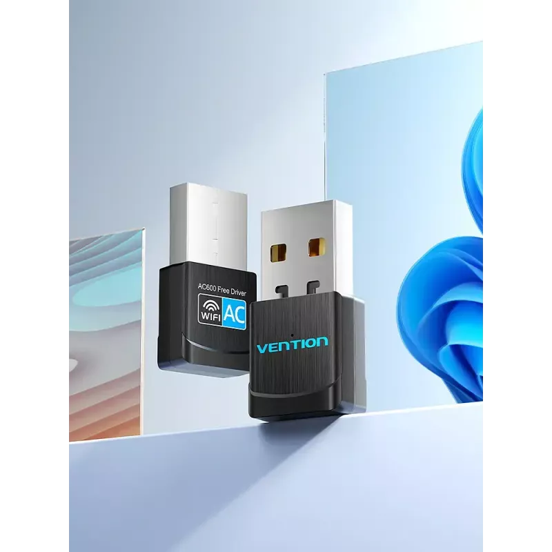 Vention USB Wi-Fi dwupasmowy adapter 2.4G/5G czarny bezprzewodowy USB 433 Mbit/s