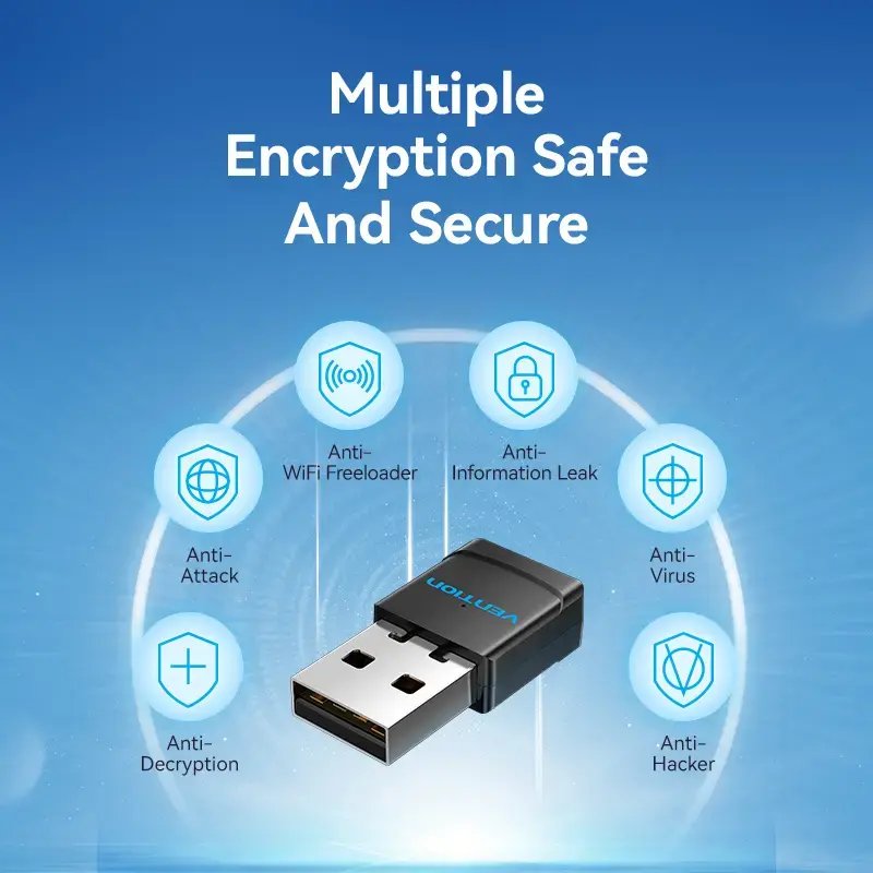 Vention USB Wi-Fi dwupasmowy adapter 2.4G/5G czarny bezprzewodowy USB 433 Mbit/s