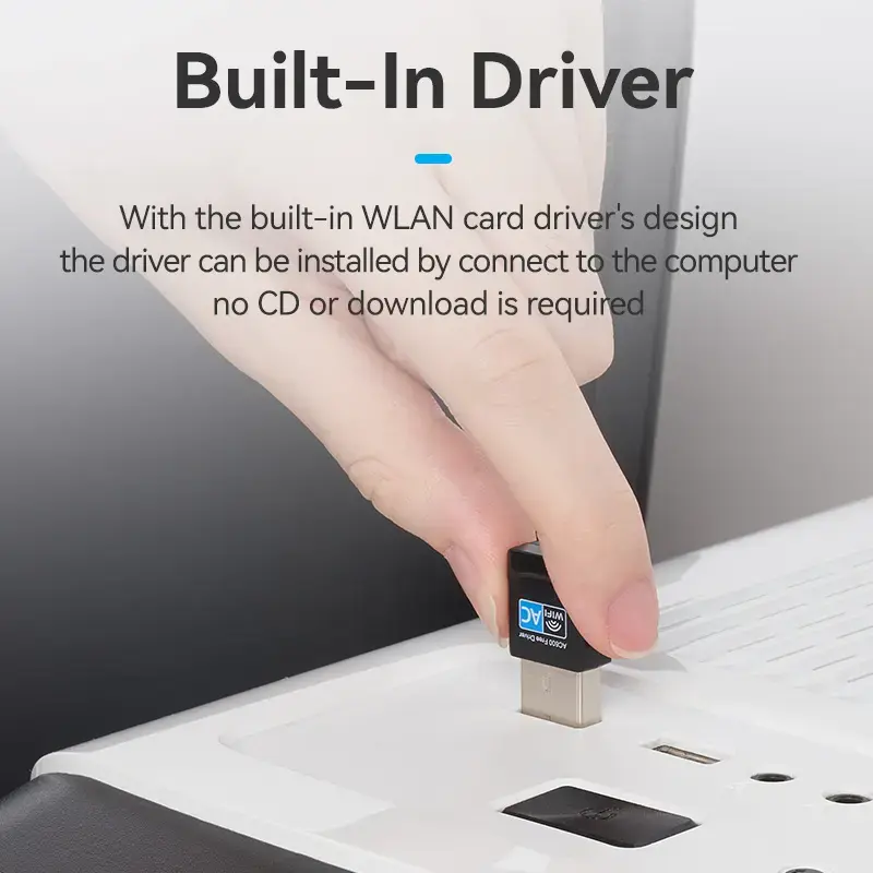 Vention USB Wi-Fi dwupasmowy adapter 2.4G/5G czarny bezprzewodowy USB 433 Mbit/s