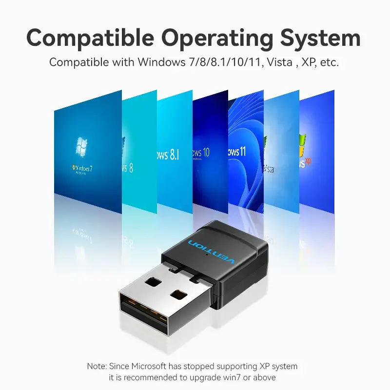 Vention USB Wi-Fi dwupasmowy adapter 2.4G/5G czarny bezprzewodowy USB 433 Mbit/s