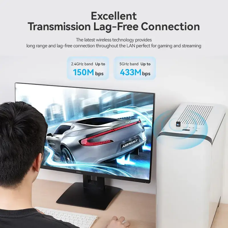 Vention USB Wi-Fi dwupasmowy adapter 2.4G/5G czarny bezprzewodowy USB 433 Mbit/s
