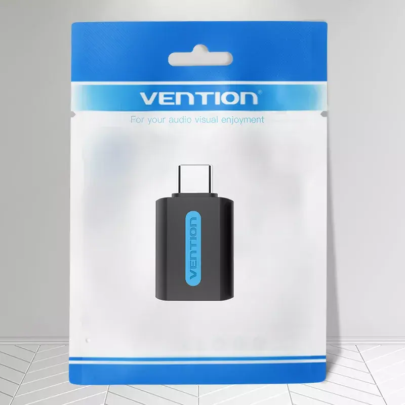 Adapter Vention USB-C do USB 3.0 OTG CDUB0 — wtyk USB-C na gniazdo USB-A, czarny PCV, styki niklowane