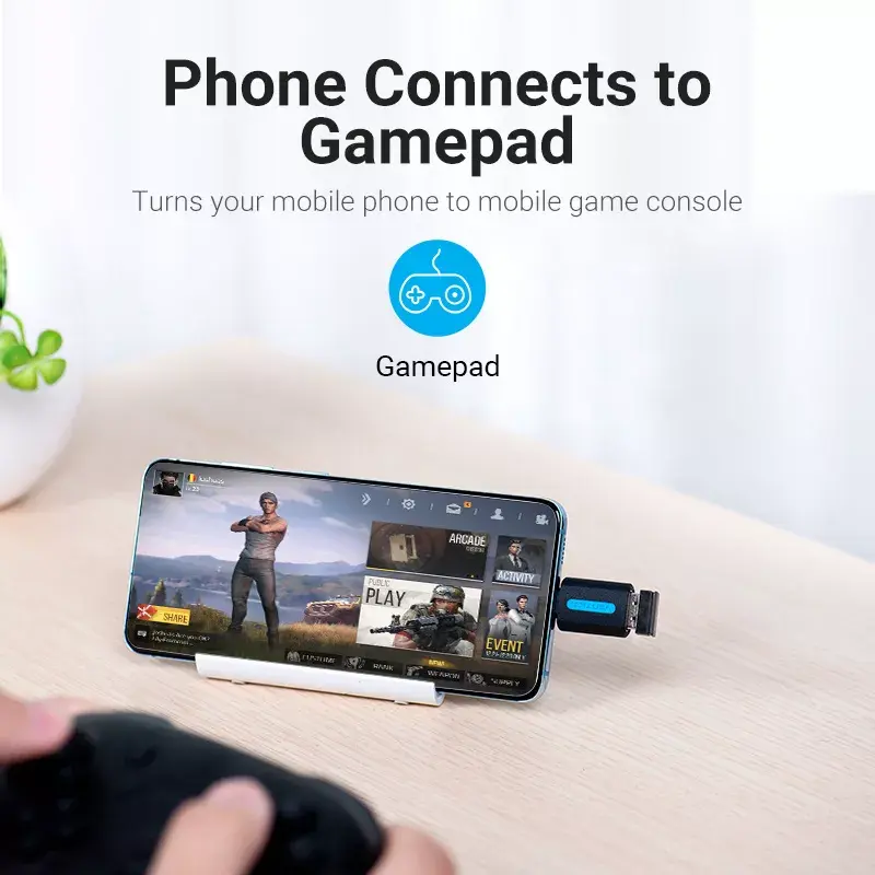 Adapter Vention USB-C do USB 3.0 OTG CDUB0 — wtyk USB-C na gniazdo USB-A, czarny PCV, styki niklowane