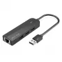 Koncentrator USB 2.0 Vention 3-portowy z adapterem Ethernet 100M, host USB 2.0, 4 porty, czarny