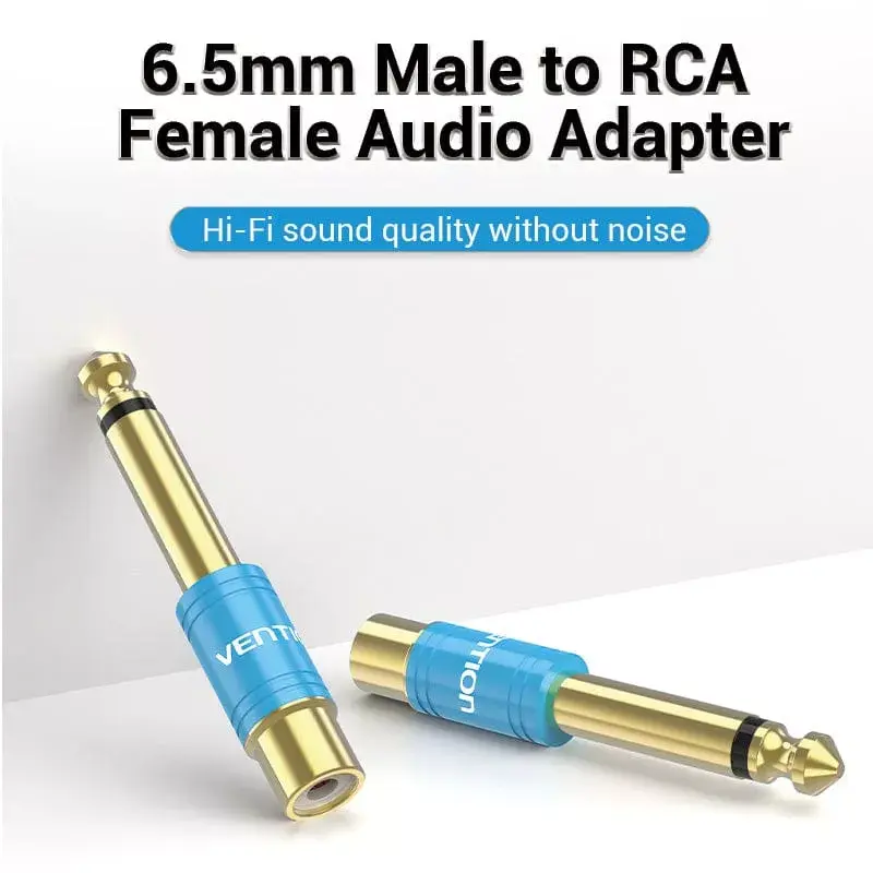 Adapter audio Vention VDD-C03 — 6,5 mm (męski) na RCA (żeński), pozłacane styki, niebieski