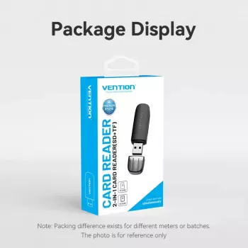 Vention 2-w-1 czytnik kart USB 3.0 A SD+TF, USB 3.2 Gen 1, 5000 Mbit/s, Czarny