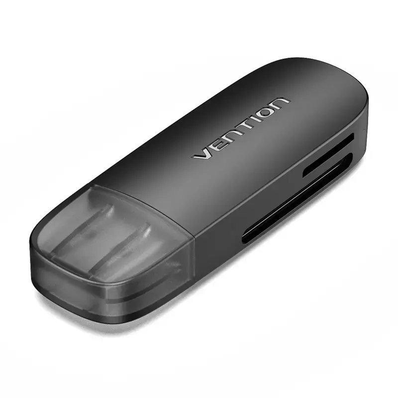 Vention 2-w-1 czytnik kart USB 3.0 A SD+TF, USB 3.2 Gen 1, 5000 Mbit/s, Czarny
