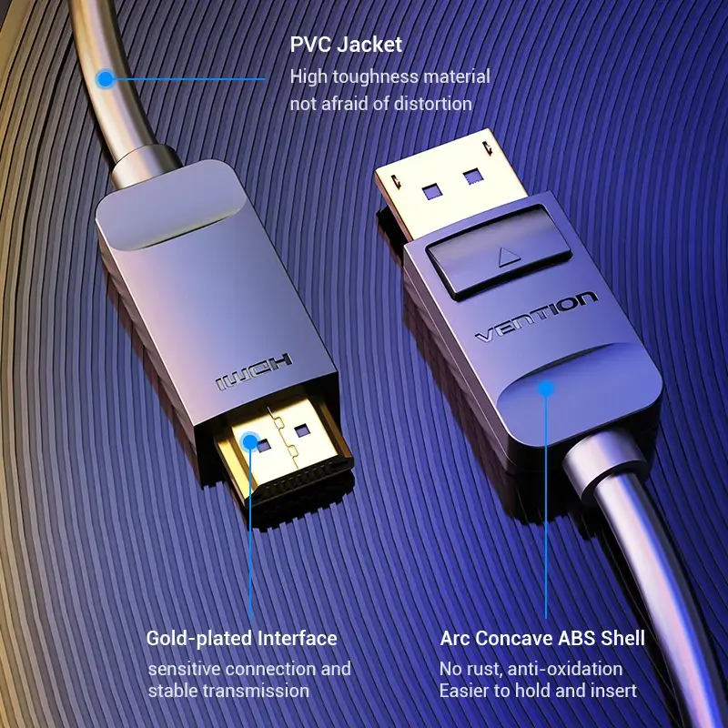 Kabel Vention DP do HDMI 1,5 m czarny DisplayPort HDMI 1,5 m