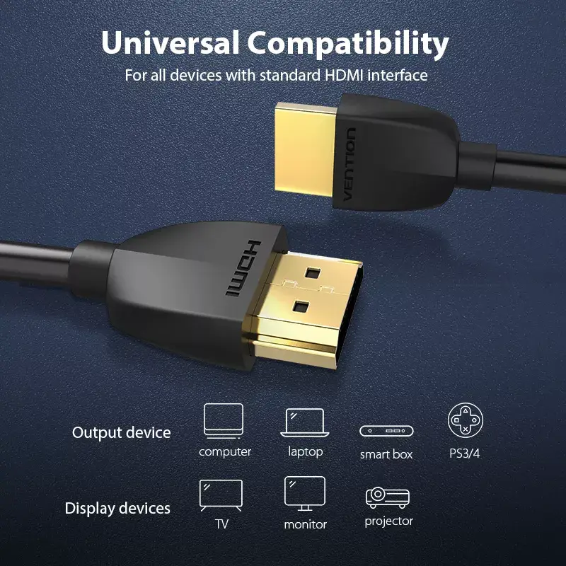 Przenośny kabel HDMI Vention 1M Czarny 2.0 18 Gbit/s
