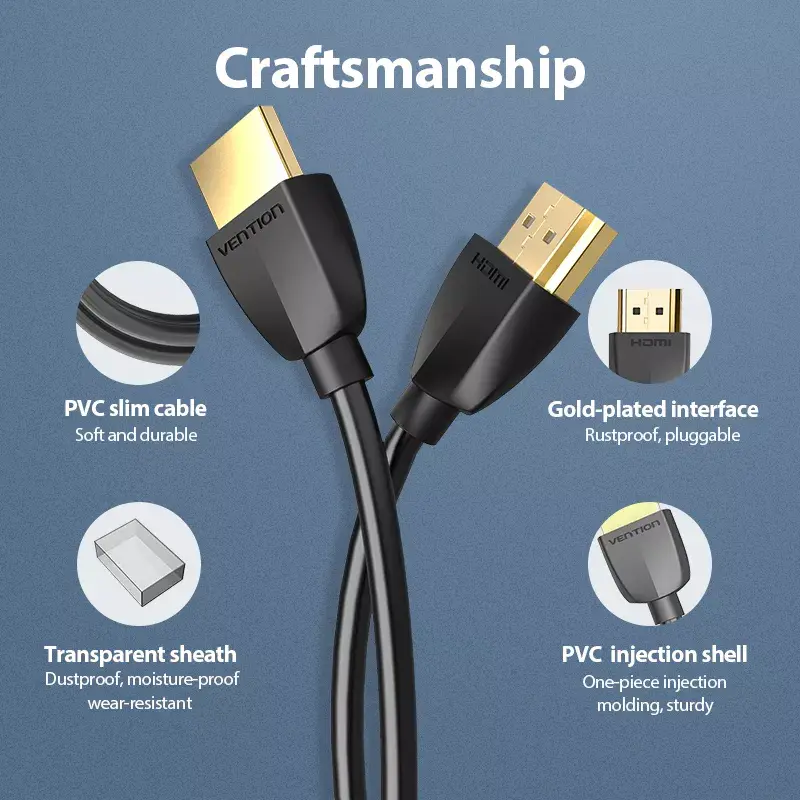 Przenośny kabel HDMI Vention 1M Czarny 2.0 18 Gbit/s