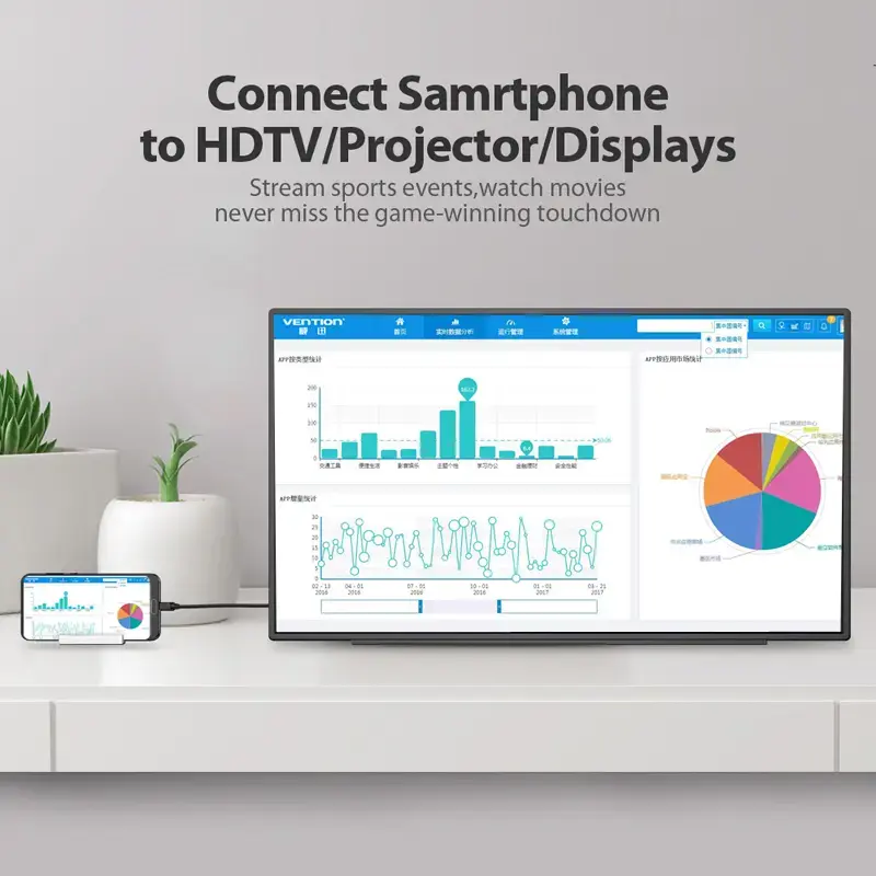 Vention Type-C to HDMI kabel 2M Czarny USB Type-C HDMI