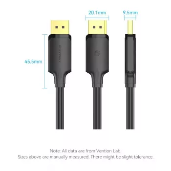 Kabel DisplayPort Vention HAKBI — DisplayPort do DisplayPort, 3 m, Czarny