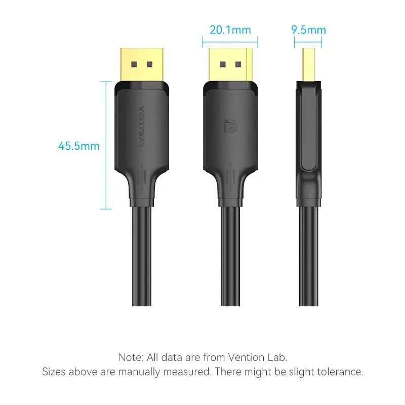 Kabel DisplayPort Vention HAKBI — DisplayPort do DisplayPort, 3 m, Czarny