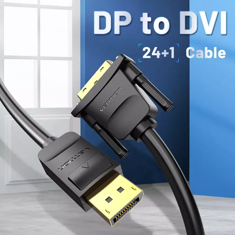 Kabel DisplayPort do DVI Vention HAFBH — DisplayPort na DVI, 1 m, czarny, 5,2 mm