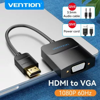 Konwerter HDMI na VGA Vention 0,15 m Czarny HDMI Typ A VGA D-Sub Micro USB Audio
