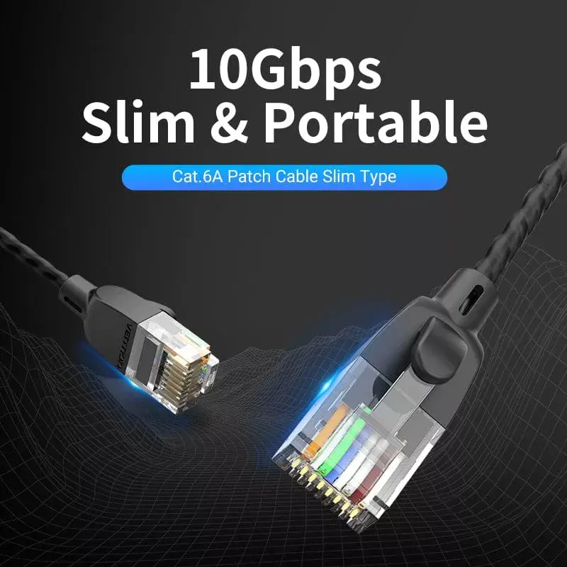 Patchcord sieciowy Vention Cat.6A U/UTP 5 m, RJ-45 na RJ-45, czarny