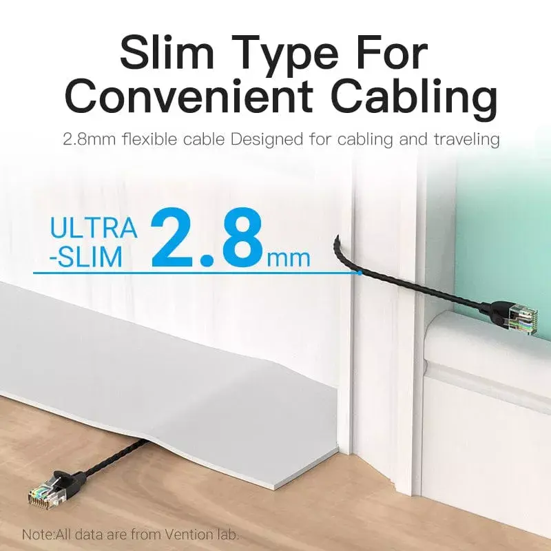 Patchcord sieciowy Vention Cat.6A U/UTP 5 m, RJ-45 na RJ-45, czarny