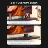 Vention 2-Port Bi-Directional 8K HDMI Switcher AKPH0, HDMI 2.1, 7680×4320@60Hz, USB-C power, Aluminium, szary