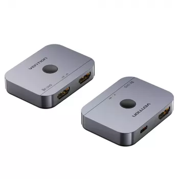 Vention 2-Port Bi-Directional 8K HDMI Switcher AKPH0, HDMI 2.1, 7680×4320@60Hz, USB-C power, Aluminium, szary