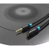 Przedłużacz audio Vention 3,5 mm 1,5 m, męski-żeński, bawełniany oplot, metalowe wykończenie w kolorze czarnym