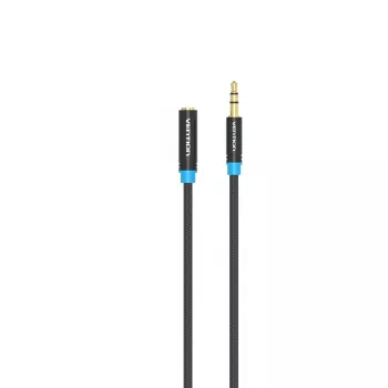 Przedłużacz audio Vention 3,5 mm 1,5 m, męski-żeński, bawełniany oplot, metalowe wykończenie w kolorze czarnym
