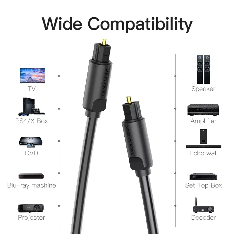 Kabel optyczny Vention 1M Czarny TOSLINK wtyk-wtyk