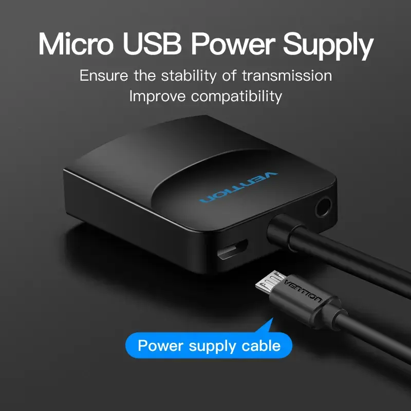 Konwerter VGA na HDMI Vention 0,15 M czarny VGA HDMI Micro USB Audio